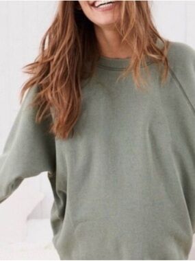 aerie Olive Relaxed Pullover Sweatshirt